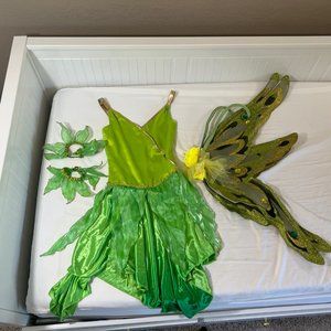 Tinkerbell Fairy Costume with Butterfly Wings 4pcs Green Cosplay